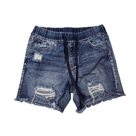 YMI Dream Small Stretch Easy Fit Distressed Denim Shorts Dark Blue - Picture 1 of 8